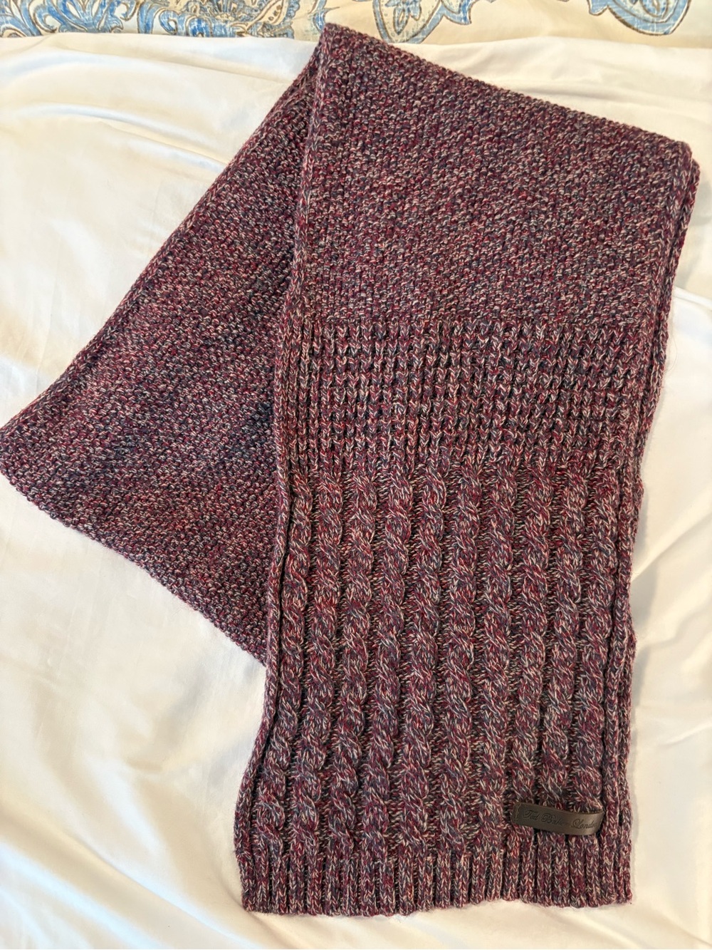 Ted Baker Cozy Marled Cable-Knit Women's Sweater Scarf - Burgundy NWOT